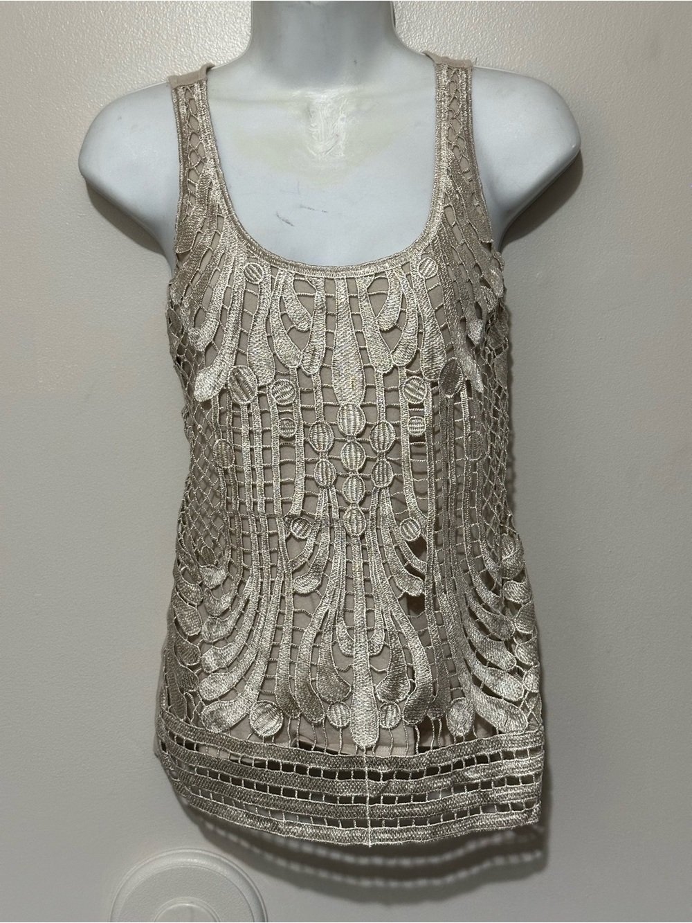 Express Metallic Embroidered Lace Tank Top – Size XS crochet